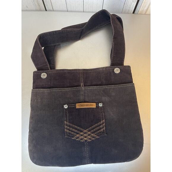 Roxy Tote Bag Y2k Brown Corduroy Front Pocket Vintage Top Handle - Picture 1 of 7